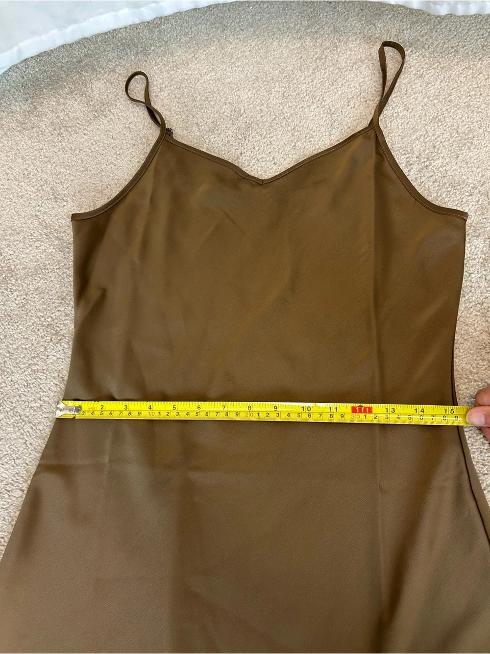 House of Harlow 1960 Khaki brown Satin Slip Dress maxi V-neck classy Sz M NWOT - Picture 8 of 13